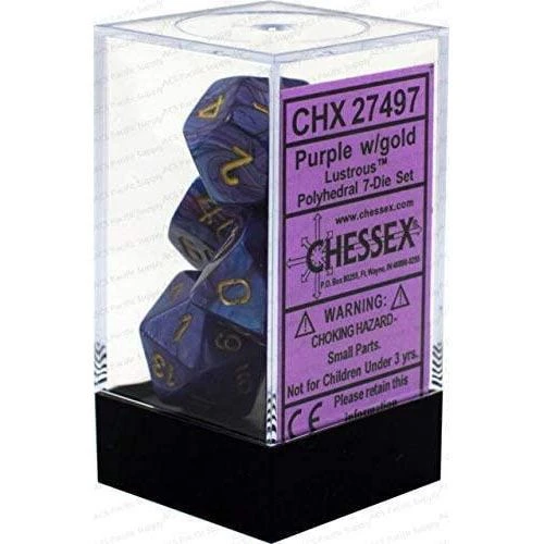 Chessex Lustrous Purple W/Gold Polyhedral 7 Die Set Dice 3 Chessex Lustrous Purple W/Gold Polyhedral 7 Die Set Dice