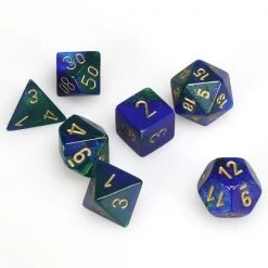 Chessex Tabletop Gemini Blue-Green/Gold Poly 7 Die Set