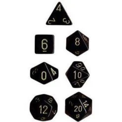 Chessex Opaque Poly 7 Set Black/Gold Tabletop