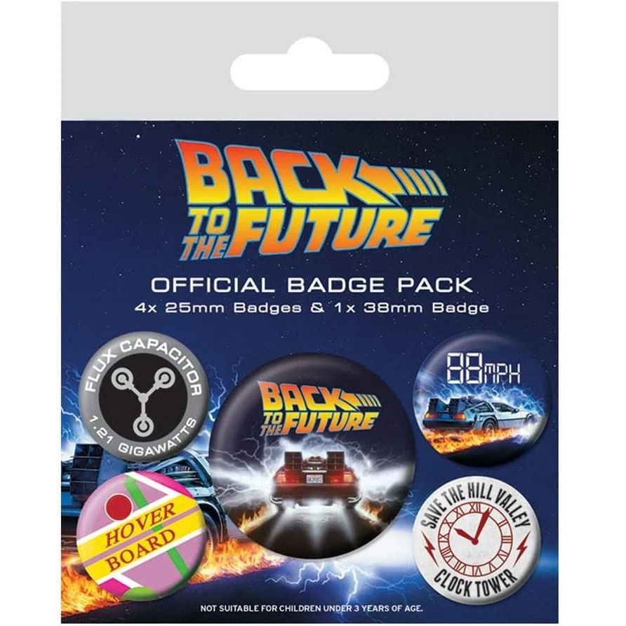 Back To The Future Film & TV BTTF (DELOREAN) BADGEPACK 3 Back To The Future Film & TV BTTF (DELOREAN) BADGEPACK
