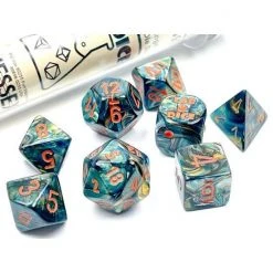Chessex Tabletop Lab Dice Lustrous Alpestris/Orange 7-Die Set