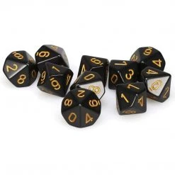 Chessex Opaque Black/Gold Set Of 10