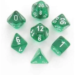 Chessex Tabletop Translucent Green/White Polyhedral 7 Die Set