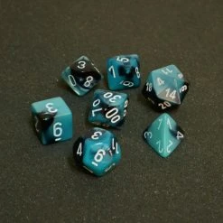 Chessex Gemini Poly 7-Die Set - Black Shell/White Tabletop