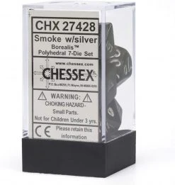 Chessex Tabletop Borealis Smoke/Silver Polyhedral 7 Die Set