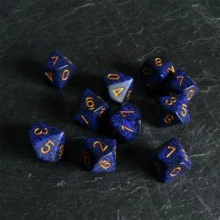 Chessex Speckled D10 Set Golden Cobalt Tabletop 5 Chessex Speckled D10 Set Golden Cobalt Tabletop