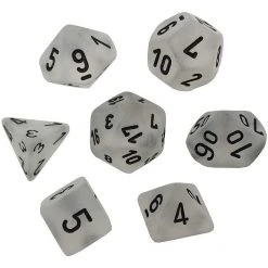 Chessex Tabletop Frosted Poly 7-Die Clear/black 8 Chessex Tabletop Frosted Poly 7-Die Clear/black