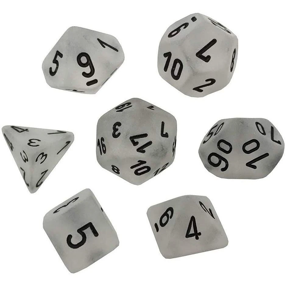 Chessex Tabletop Frosted Poly 7-Die Clear/black 5 Chessex Tabletop Frosted Poly 7-Die Clear/black