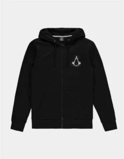 Geek-Aboo Assassin's Creed: Black Zip Crest Banner Hoodie