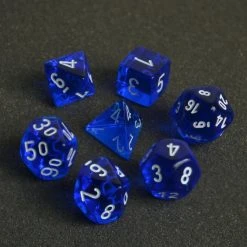 Chessex Translucent Poly 7-Die Set - Blue/White Tabletop