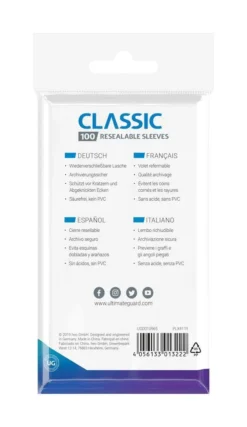 Ultimate Guard Classic Sleeves: Resealable Standard Size Transparent (100) Cards & Games