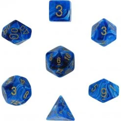 Chessex Vortex Blue/Gold Polyhedral 7 Die Set