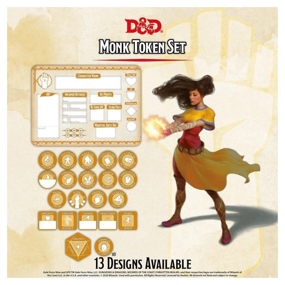 Dungeons & Dragons D&D Monk Token Set Tabletop 4 Dungeons & Dragons D&D Monk Token Set Tabletop